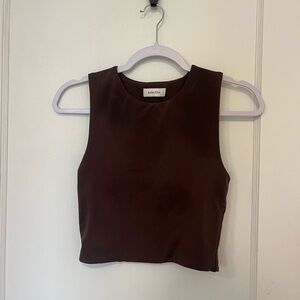 Babaton Dark Chocolate Brown Sleeveless Crop Top